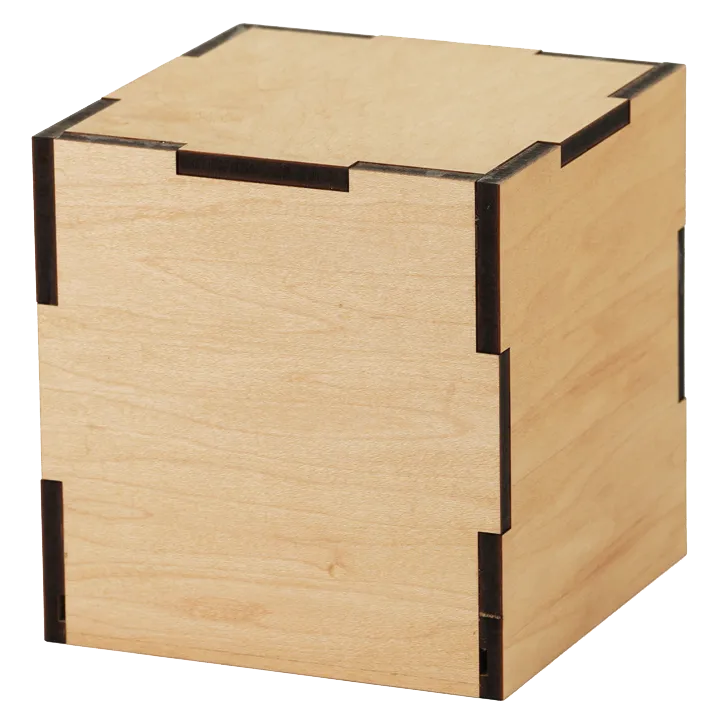 light wood box shaped urn